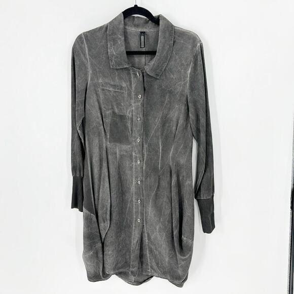 Inizio Dress Women's Small Gray Button Front Shirt Dress Cotton Lagenlook sz S - Picture 1 of 10
